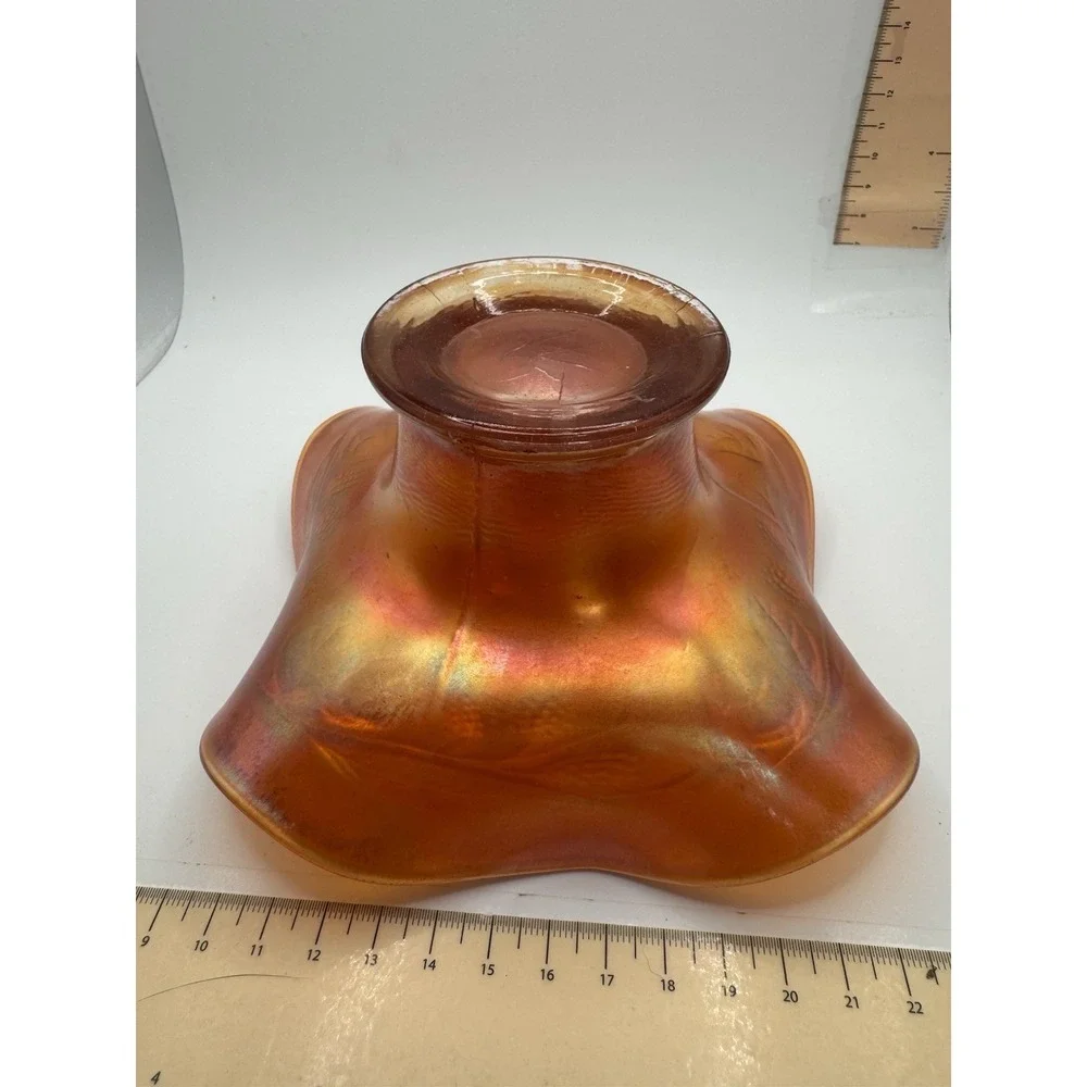 Vintage Orange Carnival Glass Hat Vase - BlackBerry Spray Pattern - Fenton